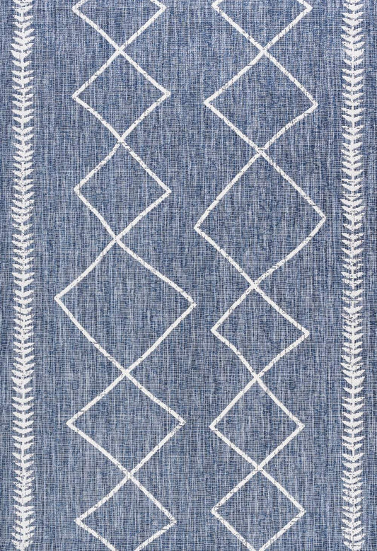 JONATHAN Y SANTA MONICA 5 X 8 Area Rug Derya Tribal Diamond Trellis - Blue/Ivory SMB129C-5