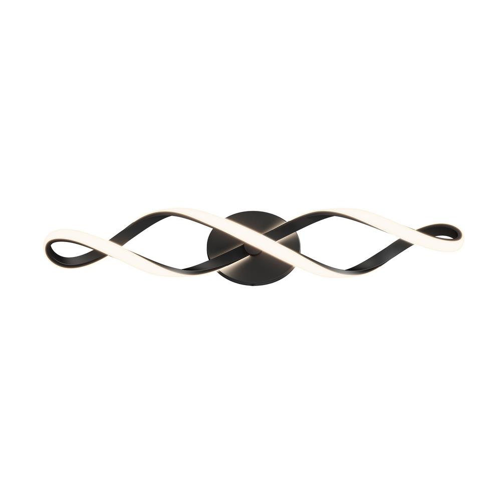 Swirl 27 in. 1-Light Matte Black Modern Integrated LED Vanity Light Bar for Bathroom