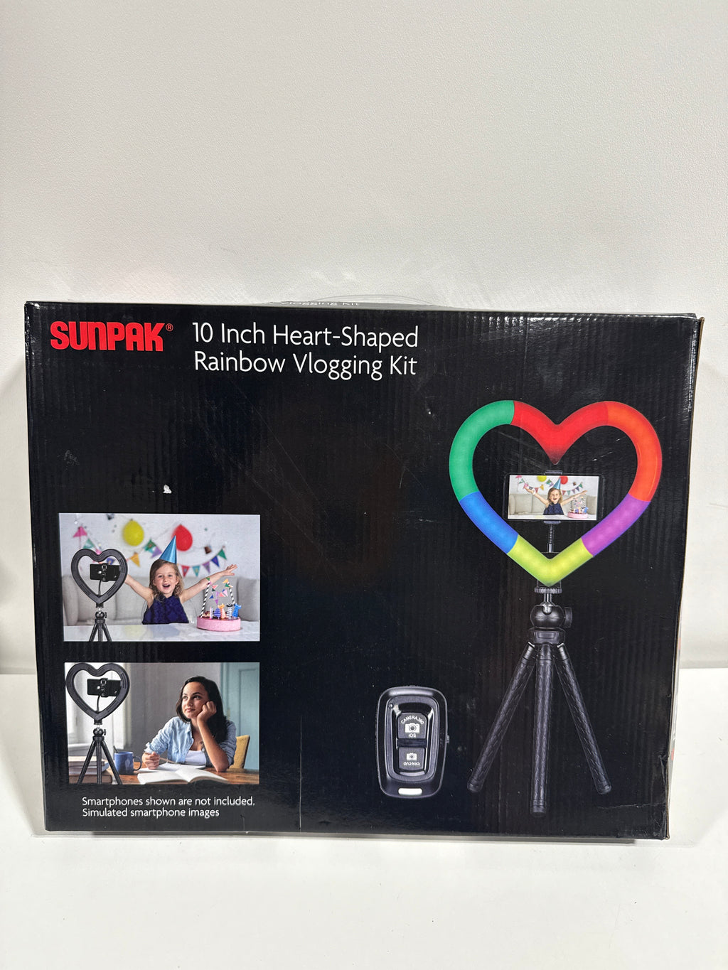 Sunpak - 10’’ Heart-Shaped Rainbow Vlogging Kit with Bluetooth Remote - Black - *Cameras Camcorders & Drones