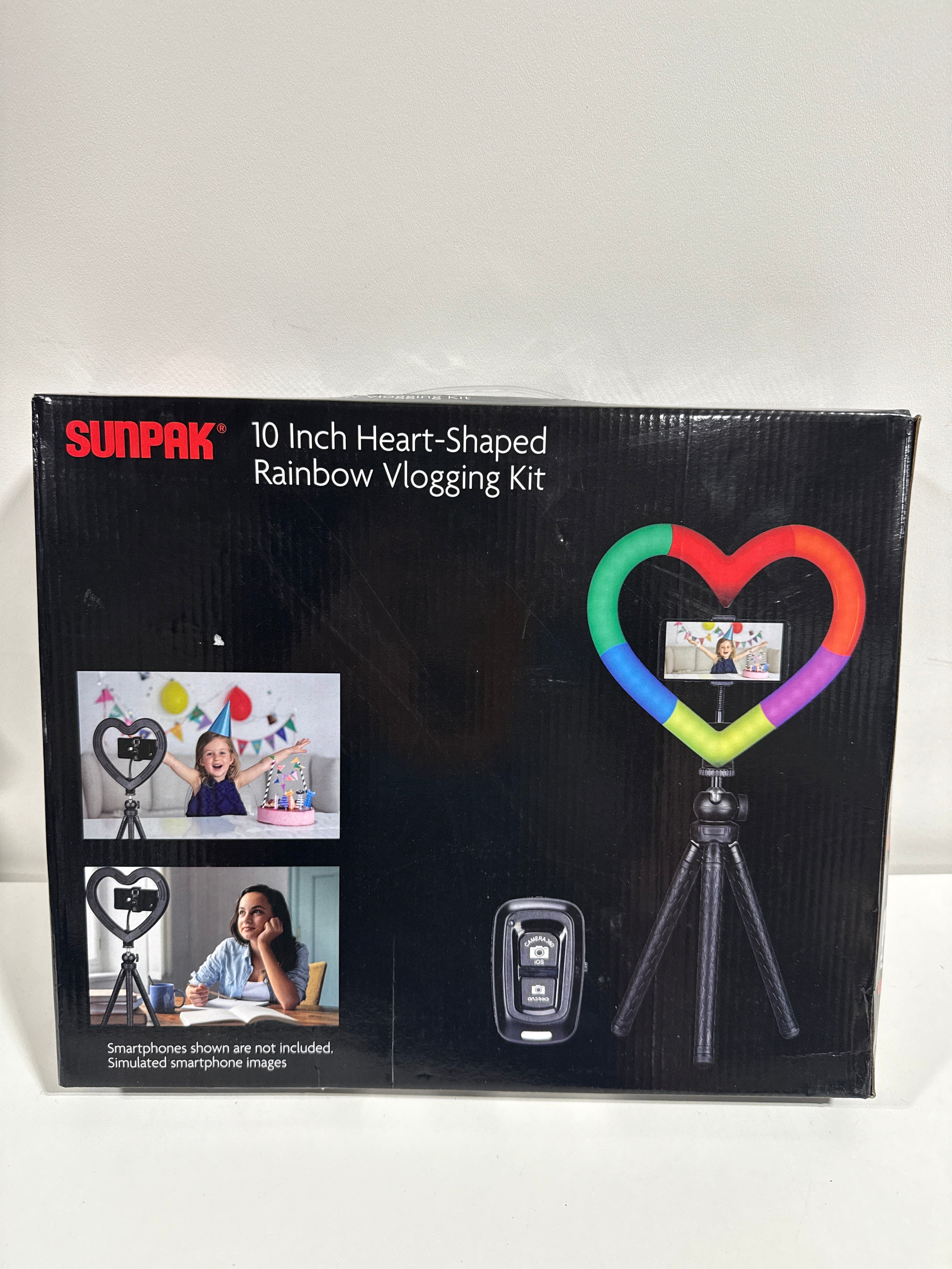 Sunpak - 10’’ Heart-Shaped Rainbow Vlogging Kit with Bluetooth Remote - Black - *Cameras Camcorders & Drones