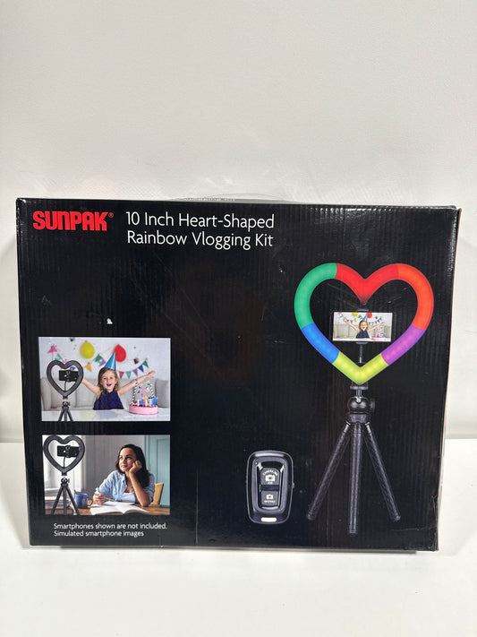 Sunpak - 10" Heart-Shaped Rainbow Vlogging Kit with Bluetooth Remote - Black