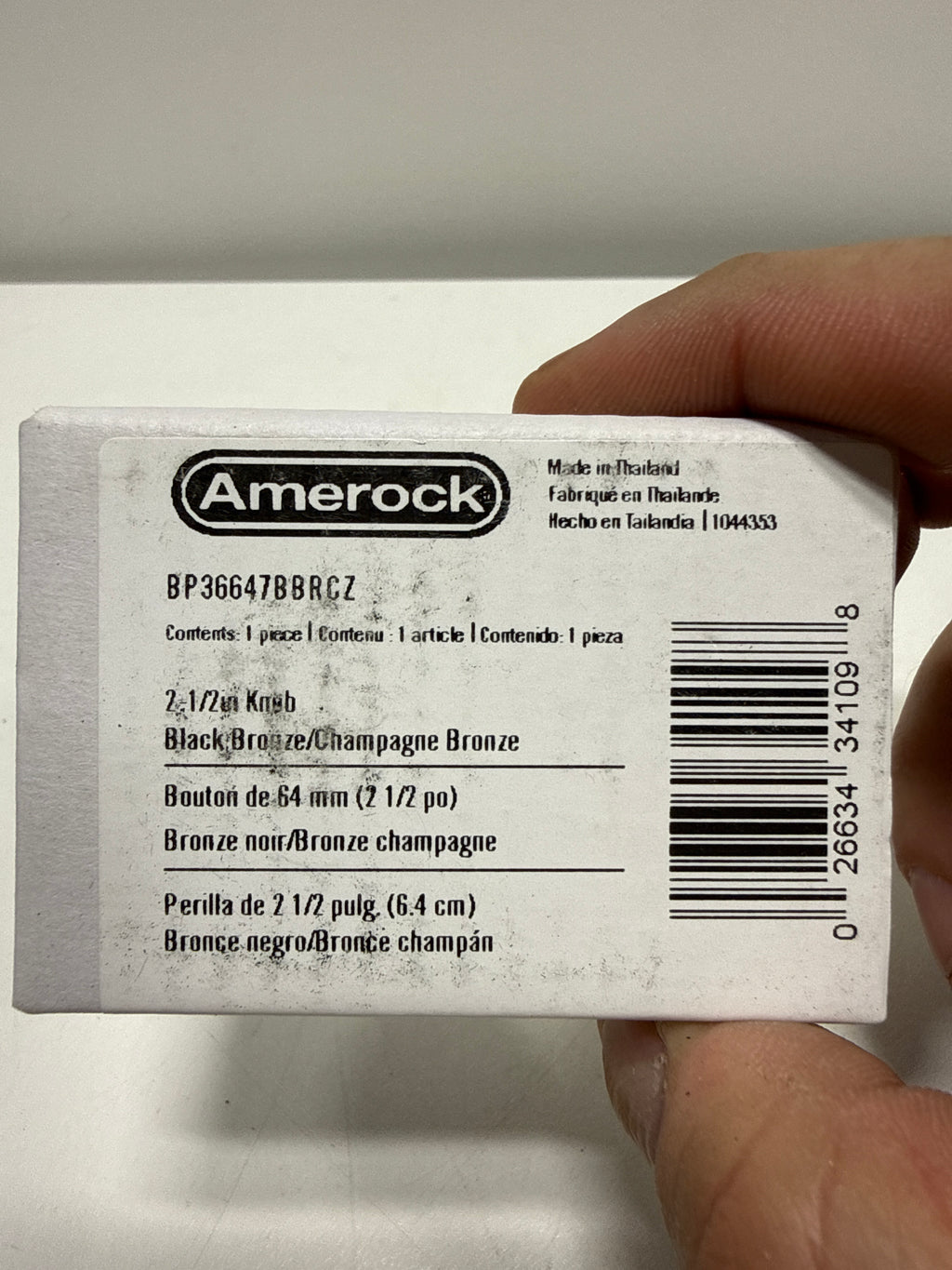 Amerock London 2-1/2 inch (64 mm) Length Black Bronze/Champagne Bronze Cabinet Knob, BP36647BBRCZ