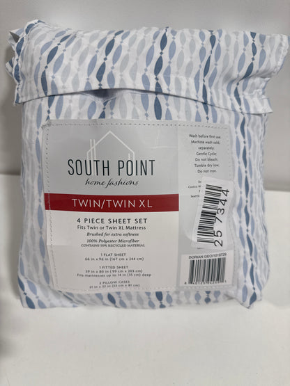 4-Piece Printed Sheet Set 17" Extra Deep | Cool, Crisp, Breathable Bed Sheets - Brushed for Softness (Dorian Geo, Twin XL)