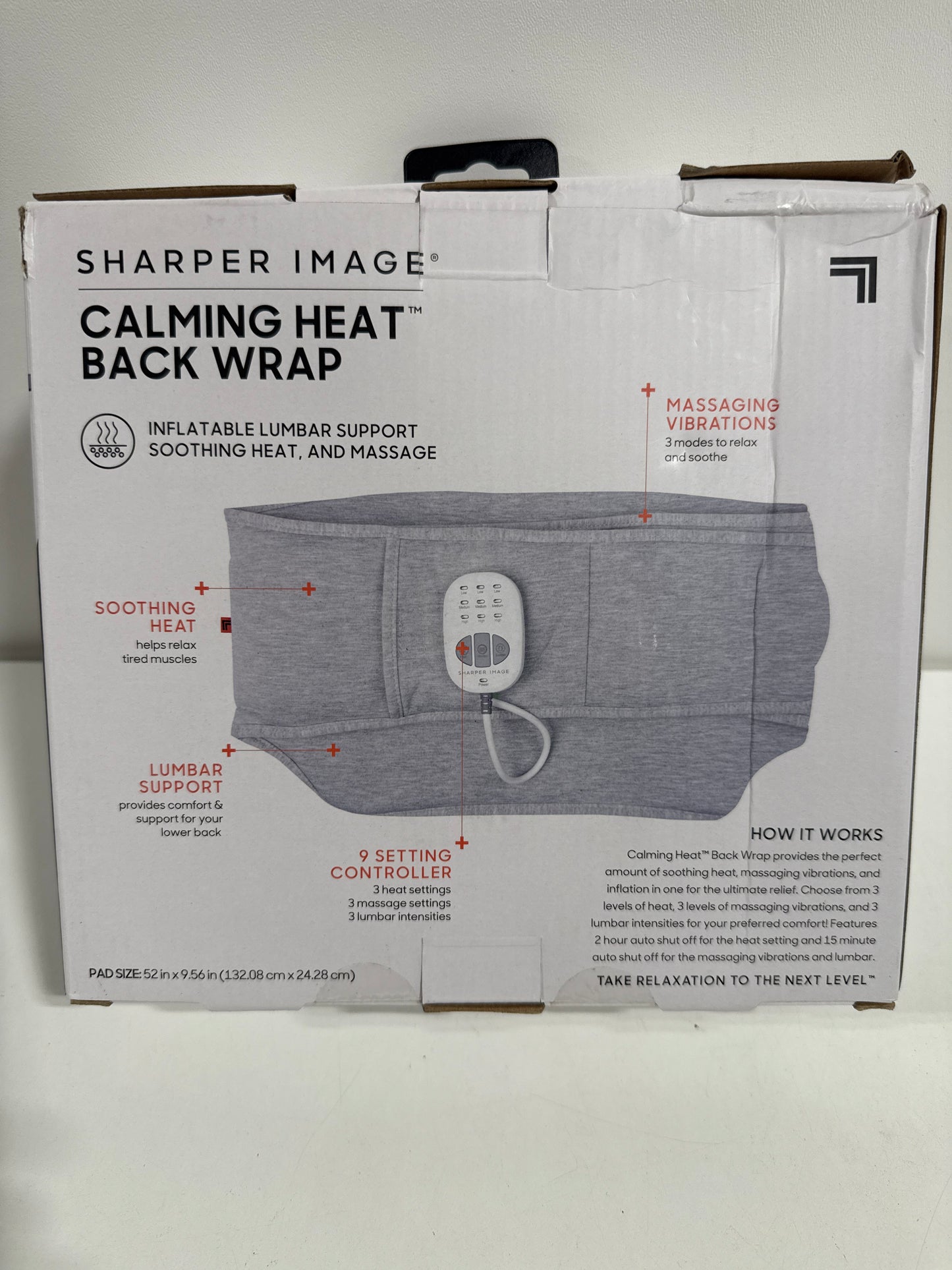Sharper Image Calming Heat Massaging Heated Lumbar Wrap - Gray