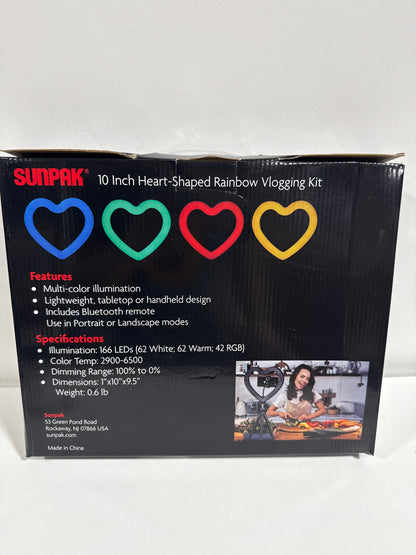 Sunpak - 10" Heart-Shaped Rainbow Vlogging Kit with Bluetooth Remote - Black