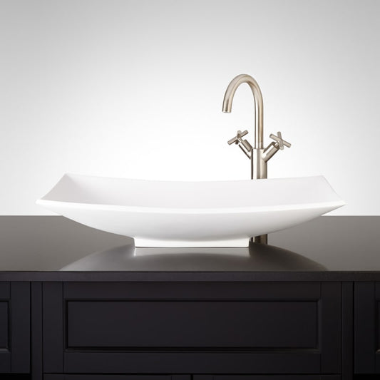 Signature Hardware 250926 Violette 26" Resin Vessel Bathroom Sink White