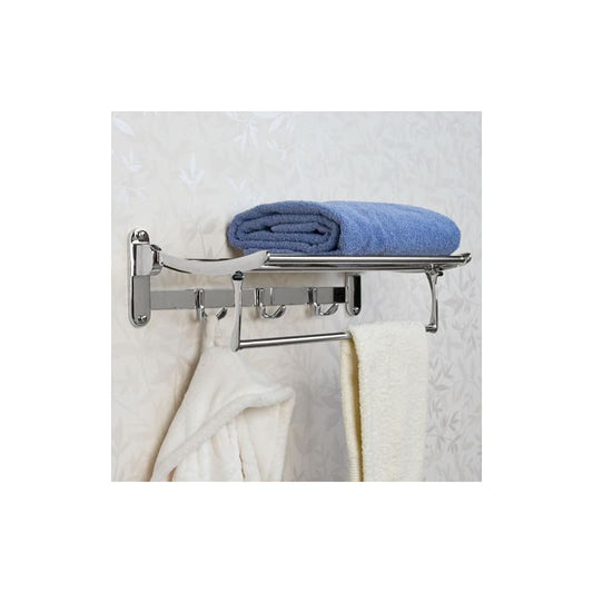 Signature Hardware 916757 19-3/4" Brass Towel Rack with Bar Chrome Bathroom Hardware and Accessories Bathroom Hardware Towel Racks