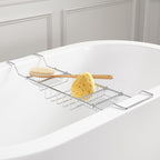 Signature Hardware 902478 Nottingham Adjustable Brass Tub Caddy Chrome Bath and Shower Accessories Bathtub Accessories Bath Trays