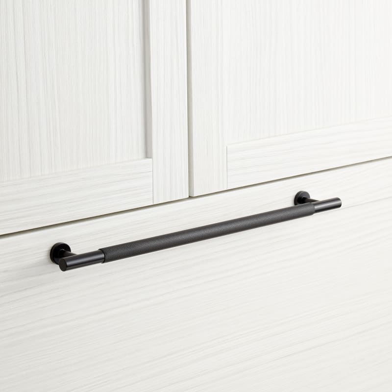 Signature Hardware 949192-15 15" Evinger Knurled Brass Appliance Pull Matte Black Cabinet Hardware Pulls Bar