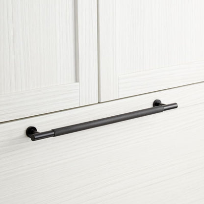 Signature Hardware 949192-15 15" Evinger Knurled Brass Appliance Pull Matte Black Cabinet Hardware Pulls Bar