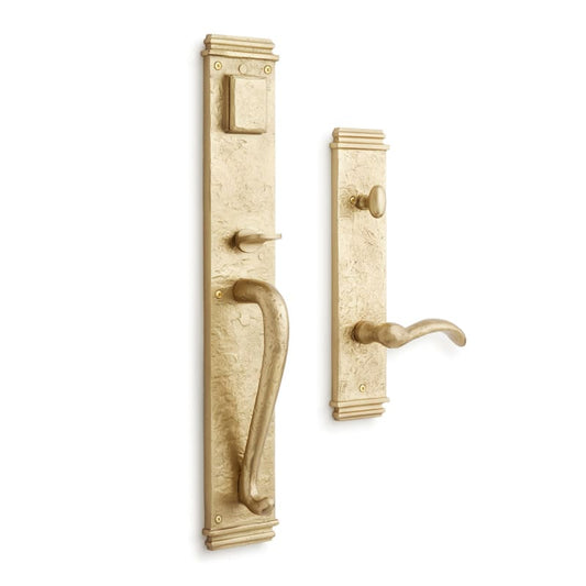 Signature Hardware 441442 Griggs Left Handed Solid Brass Full Plate Keyed Entry Single Cylinder Door Handleset with Interior Lever and 2-3/8" Backset