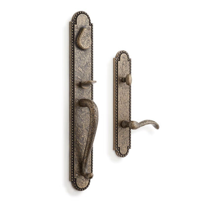 Signature Hardware 441381 Marconi Left Handed Solid Brass Full Plate Keyed Entry Single Cylinder Door Handleset with Interior Lever and 2-3/4" Backset