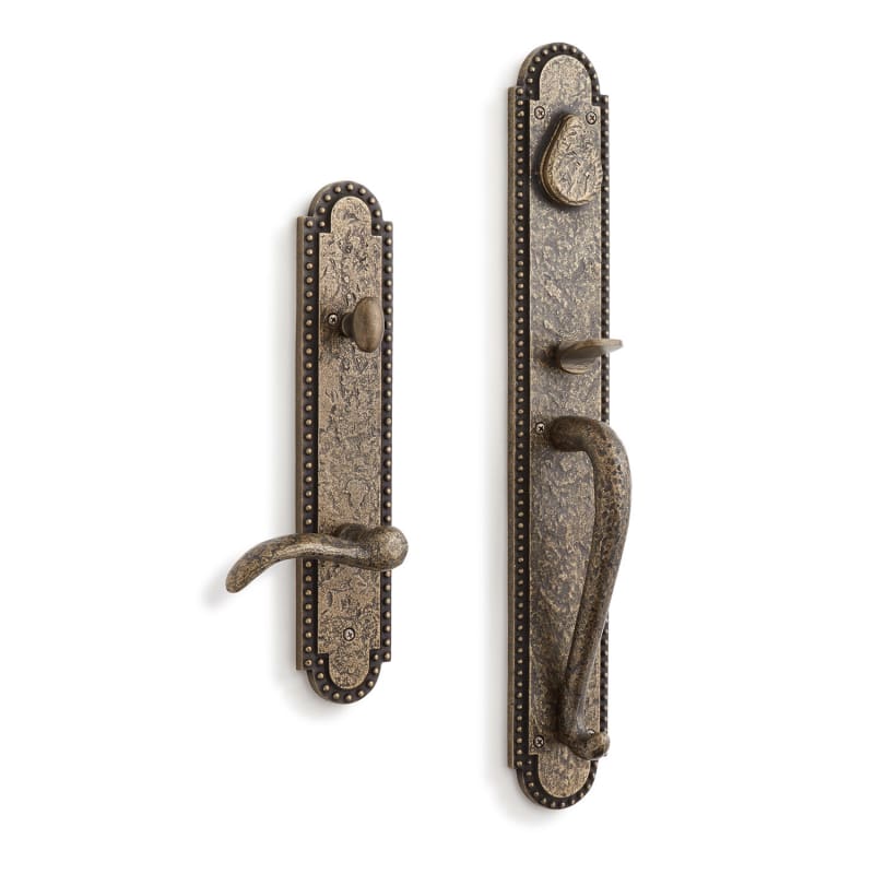 Signature Hardware 441551 Marconi Right Handed Solid Brass Full Plate Keyed Entry Single Cylinder Door Handleset with Interior Lever and 2-3/8" Backset