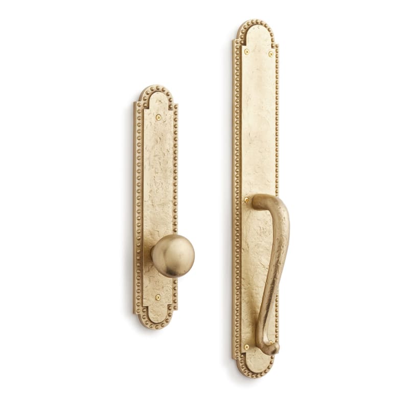 Signature Hardware 946284-DM Marconi Solid Brass Full Plate Dummy Door Handleset with Interior Knob Satin Brass Door