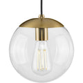 Atwell Collection 8-inch Brushed Bronze and Clear Glass Globe Small Hanging Pendant Light - *Lighting & Electrical