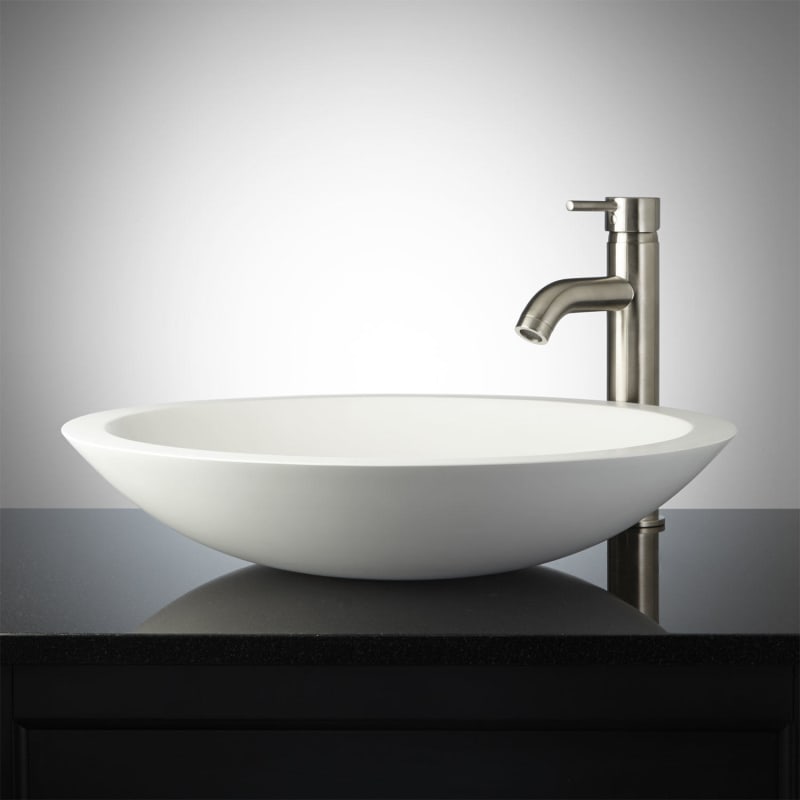 Signature Hardware 398738 Rigel 20" Round Resin Vessel Bathroom Sink White Sinks