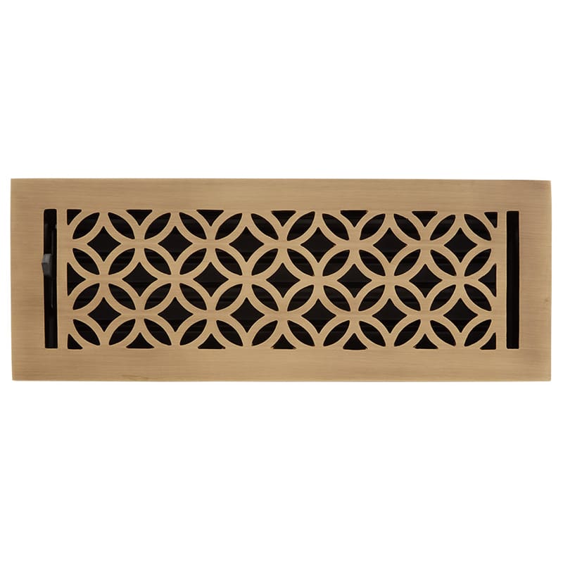 Signature Hardware 438260 Pasteur Brass Floor Register - 4" x 10"