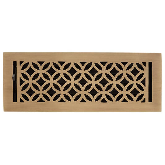 Signature Hardware 438260 Pasteur Brass Floor Register - 4" x 10"