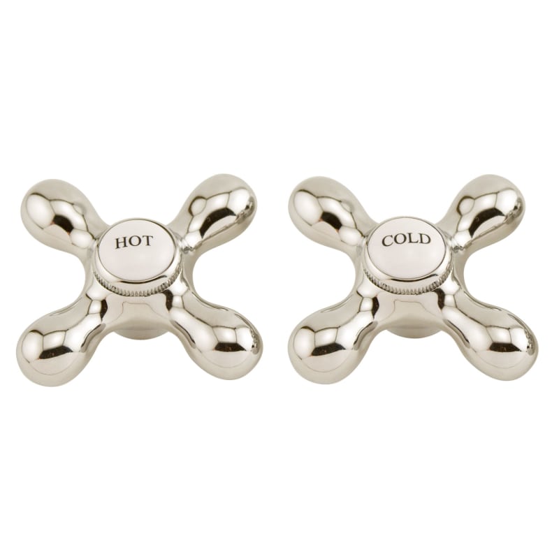 Signature Hardware 904982 Large Metal and Porcelain Cross Handles - Pair of 2 Polished Nickel