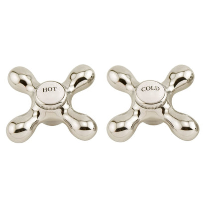 Signature Hardware 904982 Large Metal and Porcelain Cross Handles - Pair of 2 Polished Nickel