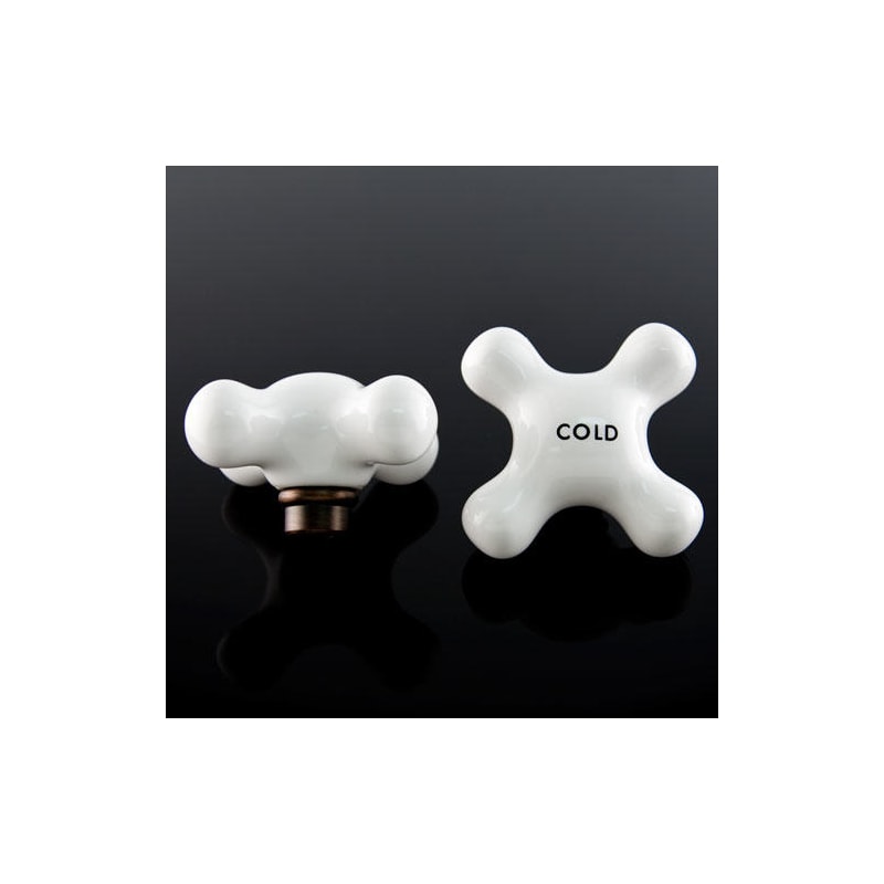 Signature Hardware 329503 Large Replacement Porcelain Cross Handles - *Plumbing