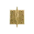 Signature Hardware 915139-4 Ornate 4" X 4" Solid Brass Plain Bearing Square Corner Door Hinge - Single Hinge Matte Brass