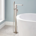 Signature Hardware 934423 Ryle Floor Mounted Tub Filler- Includes Hand Shower Brushed Nickel