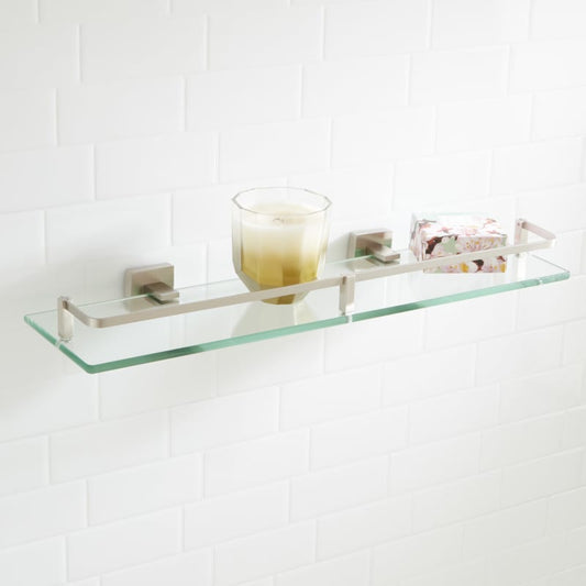 Signature Hardware 916705 Albury 20" Tempered Glass Bathroom Shelf Brushed Nickel