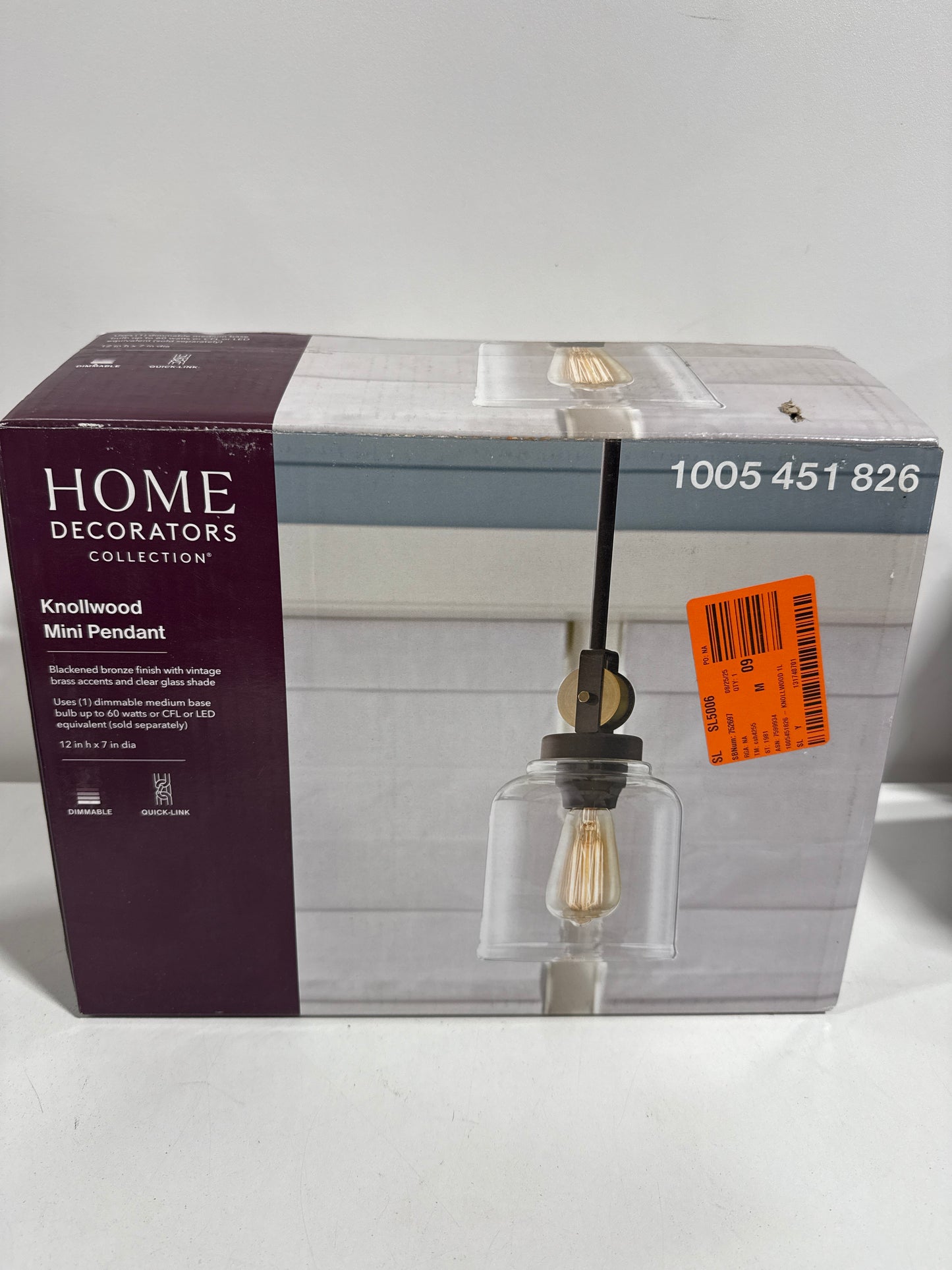 Knollwood 7 in. 1-Light Black Bronze Vintage Brass Accents Industrial Mini Pendant Light for Kitchen