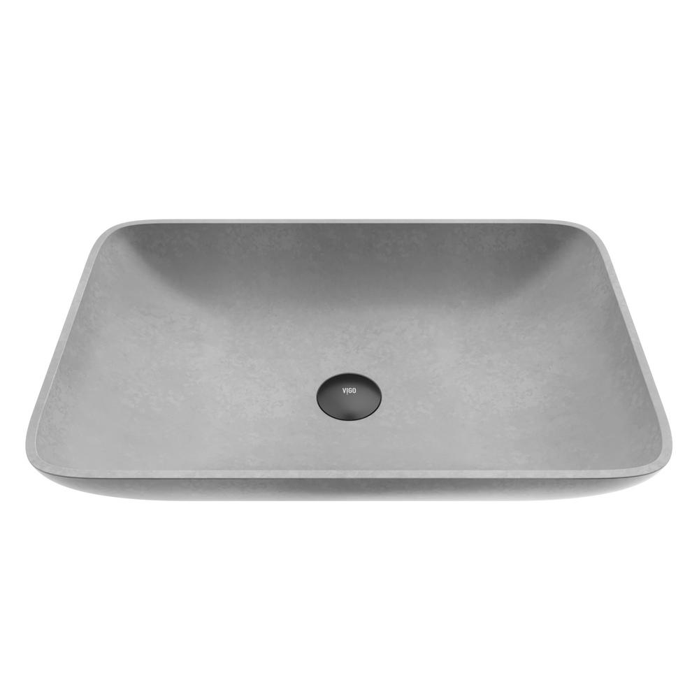 Vigo VG04056 Lorca Gothic 22" L X 15" W X 5" H Rectangular Concrete Vessel Bathroom Sink Gray
