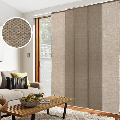 CHICOLOGY Panel Track Blinds for Sliding Glass Door, Adjustable Track for Patio Entry, Large Windows, Closet Opening and Room Divider, Trim to Fit Fabric Shades, 46 to 86 W x 96 H, Truffle