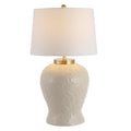 JONATHAN Y Regency Palm Leaf Ceramic Table Lamp 31.5", Cream