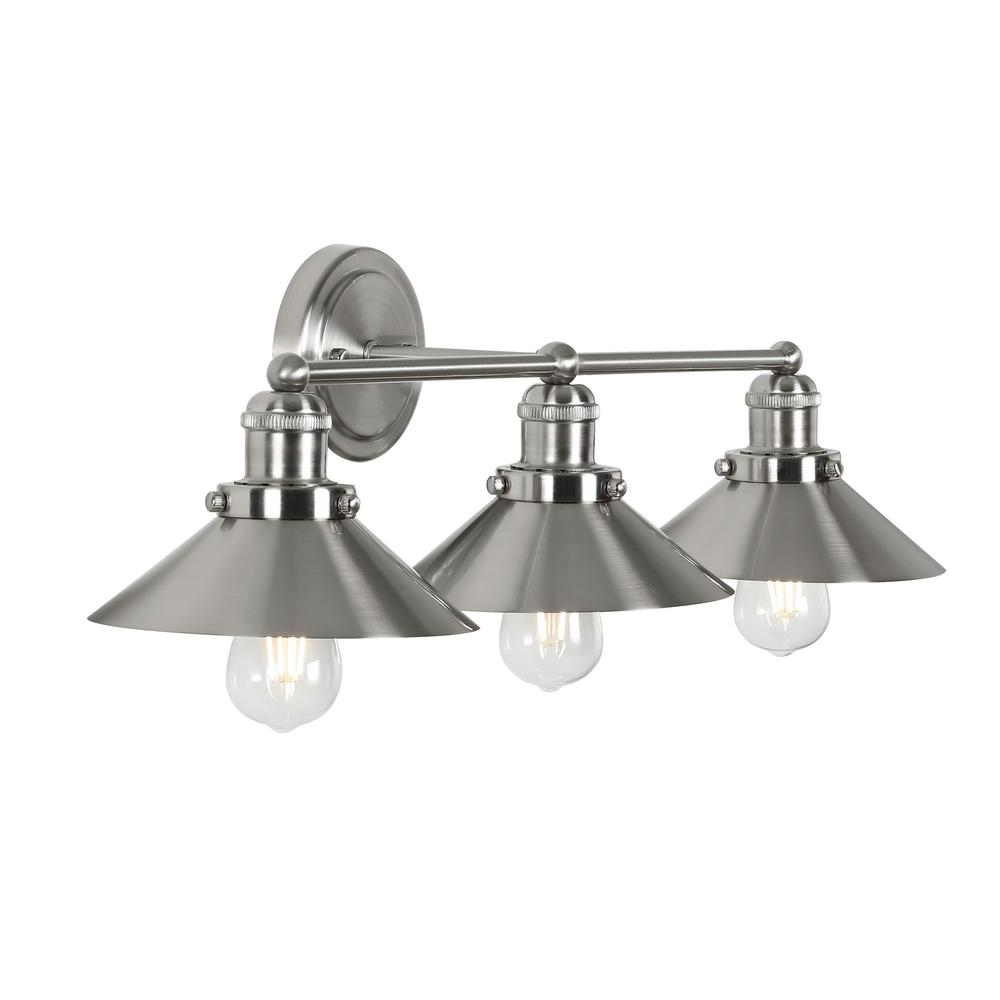JONATHAN Y July 26.5 3-Light Industrial Farmhouse Metal Vanity Light Nickel - *Lighting & Electrical