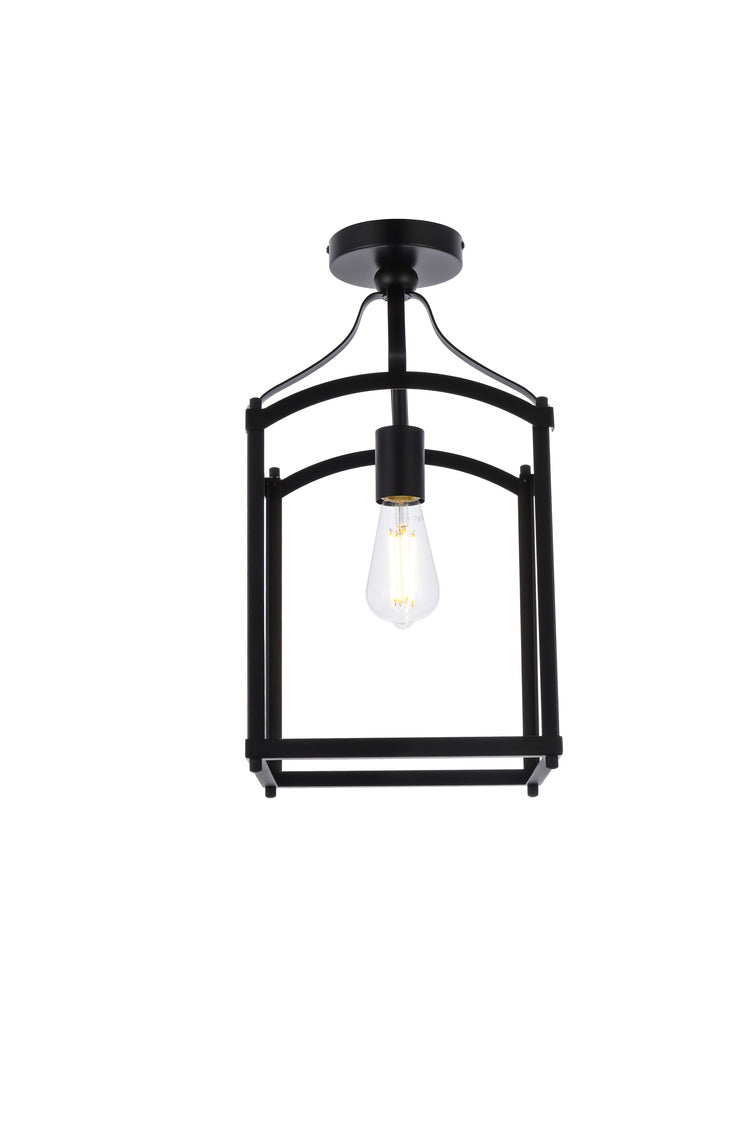 Living District Janet 1-Light Mid-Century Metal Flush Mount in Black