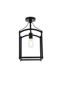 Living District Janet 1-Light Mid-Century Metal Flush Mount in Black