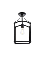 Living District Janet 1-Light Mid-Century Metal Flush Mount in Black