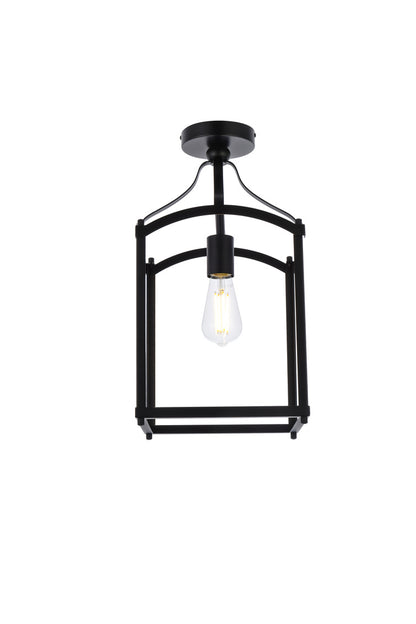 Living District Janet 1-Light Mid-Century Metal Flush Mount in Black