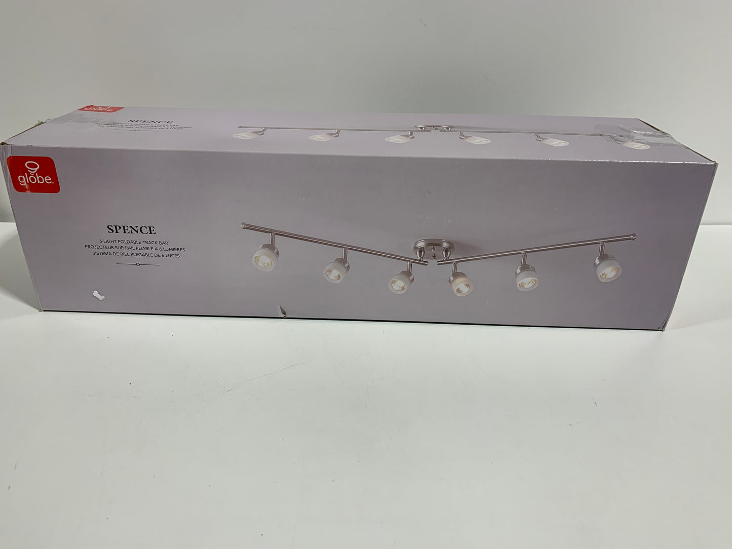GLOBE Electric 59865 Spence 6-Light Foldable Track Lighting, Brushed Nickel, Frosted Glass Shades