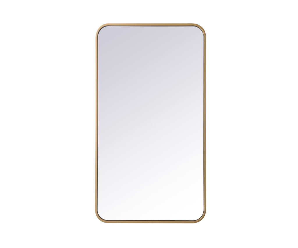 Elegant Decor Evermore 20x36 Soft Corner Metal Rectangular Mirror in Brass