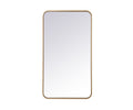 Elegant Decor Evermore 20x36 Soft Corner Metal Rectangular Mirror in Brass