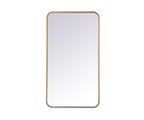 Elegant Decor Evermore 20x36 Soft Corner Metal Rectangular Mirror in Brass