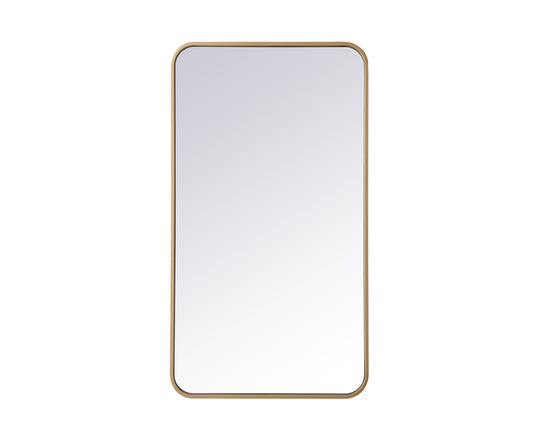 Elegant Decor Evermore 20x36 Soft Corner Metal Rectangular Mirror in Brass