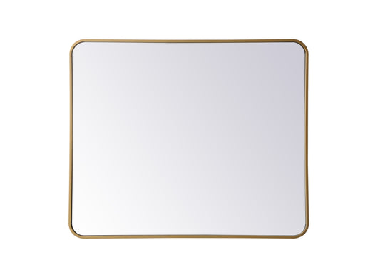 Elegant Decor Evermore 30x36 Soft Corner Metal Rectangular Mirror in Brass