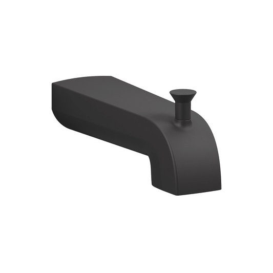 Kohler K-97089-BL Pitch Wall-Mount Diverter Bath Spout, Slip-Fit Connection, Sleek Design, Matte Black