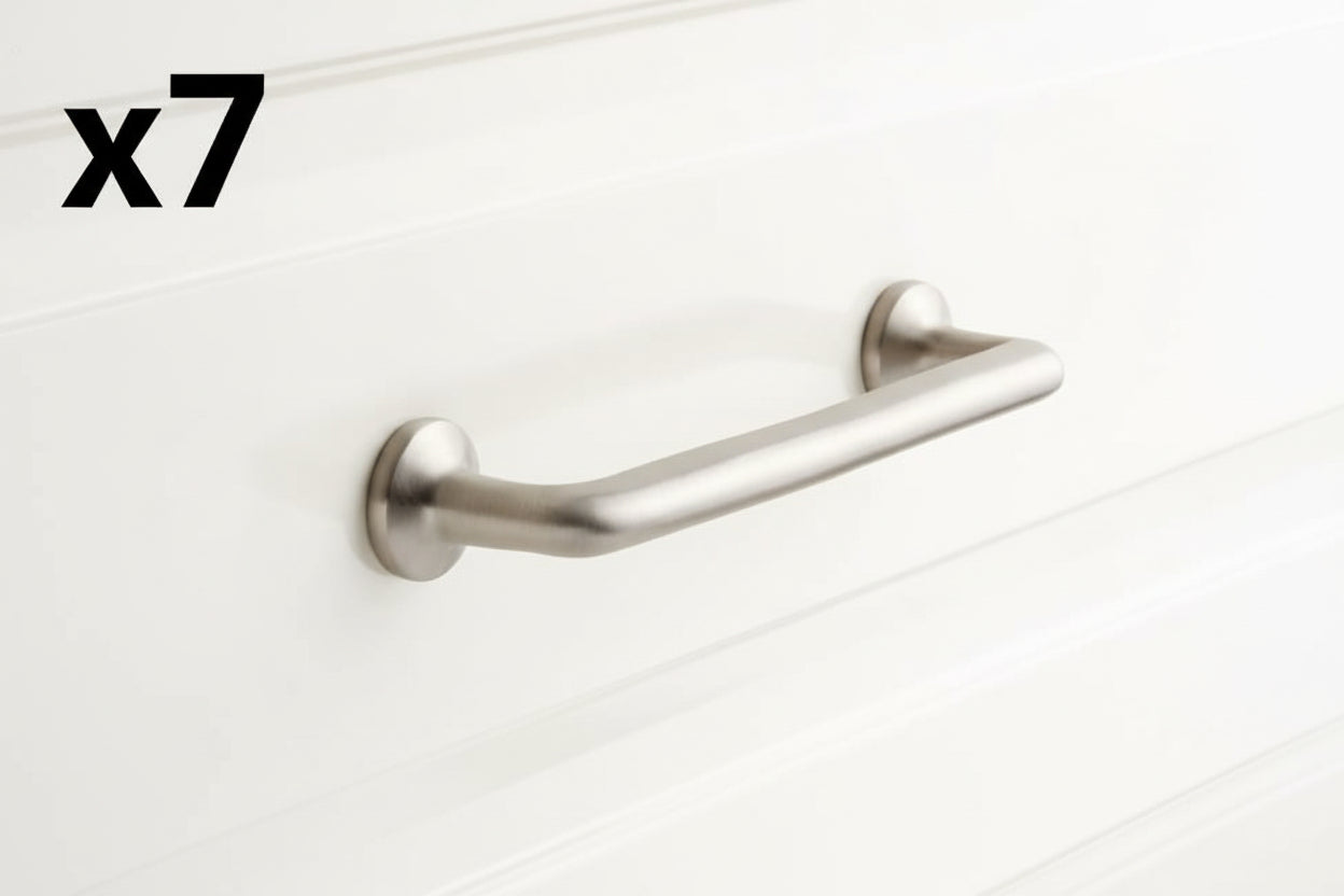 7 x Signature Hardware 950866-4 Belfast 4 Inch Handle Cabinet Pull Brushed Nickel