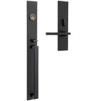 Baldwin 6977.RENT Minneapolis Right Handed Full Plate Single Cylinder Keyed Entry Mortise Handleset Trim from the Estate Collection Satin Black Door