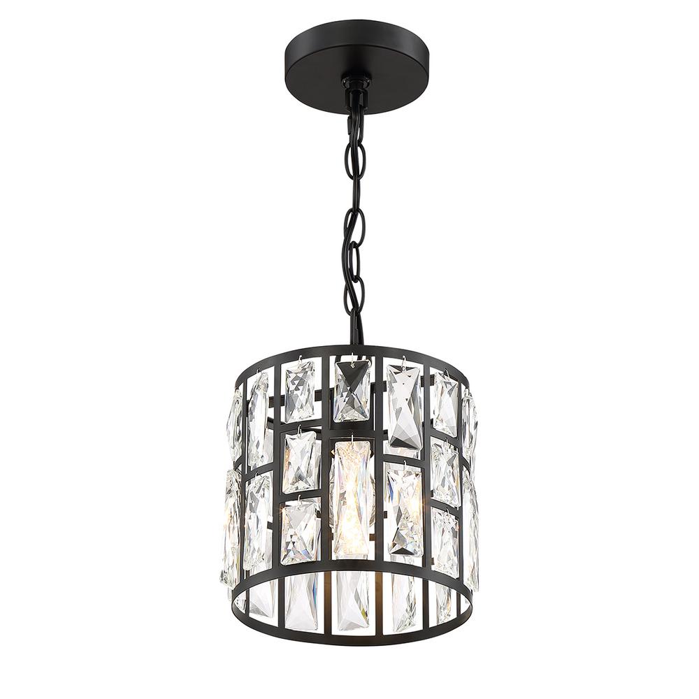 Kristella 1-Light Black Crystal Pendant Light - *Lighting & Electrical