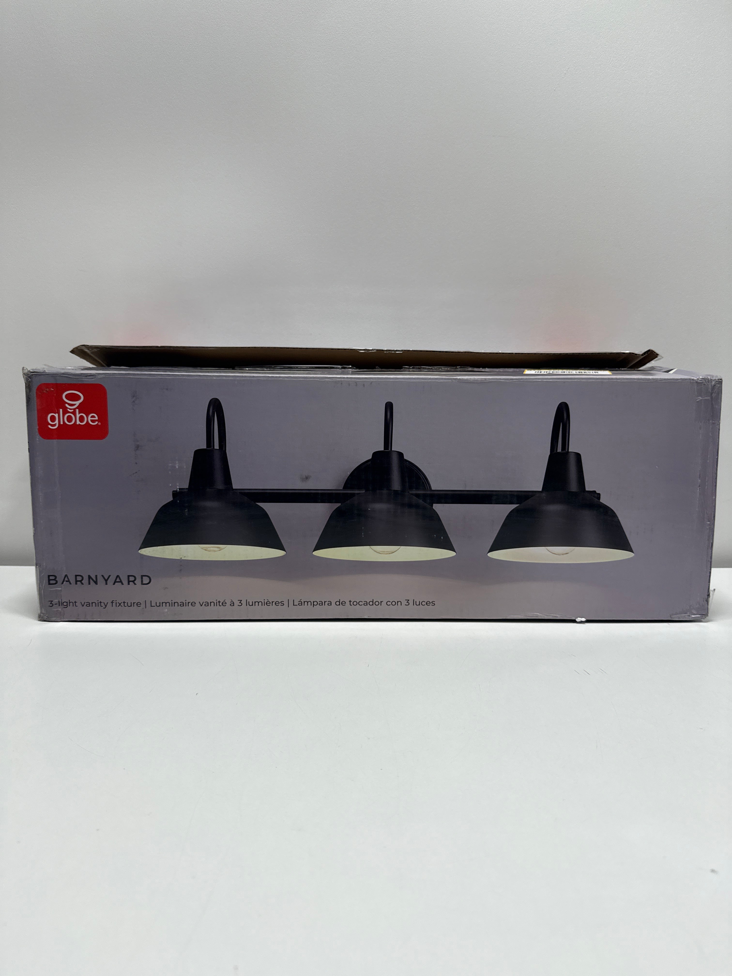 Globe Electric Vintage 24 3-Light LED Matte Black White Interior Vanity Light