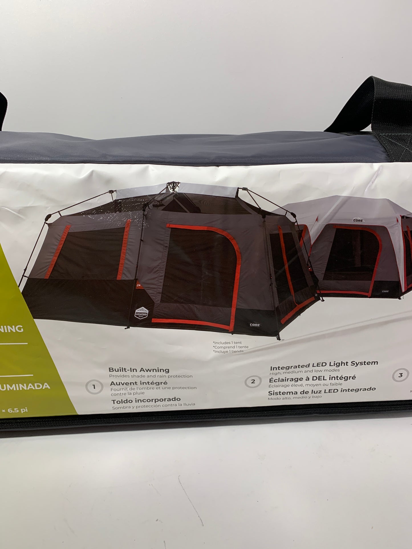 CORE Equipment 10 Person Lighted Instant Cabin Tent with Awning