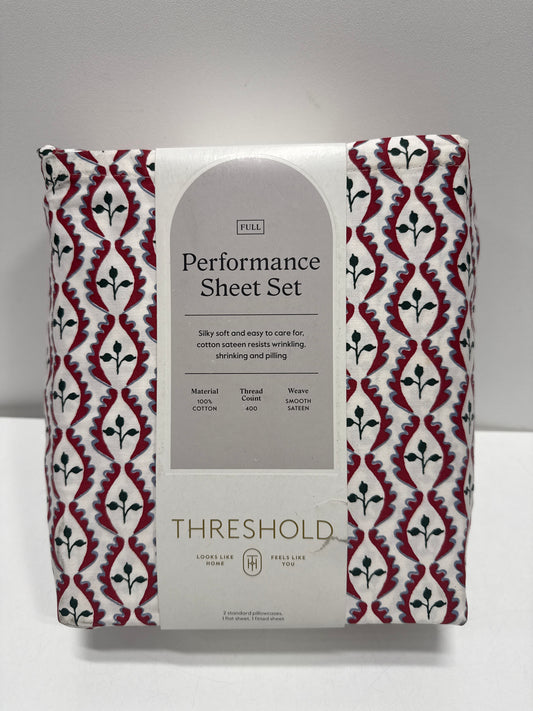 Full 400 Thread Count Christmas Holiday Performance Sheet Set Woodblock Leaf - Threshold